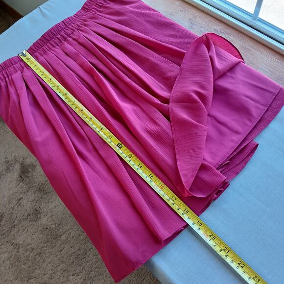 Loft Magenta Pink Pleated Skater Skirt S lined chiffon elastic pull on - Picture 7 of 12